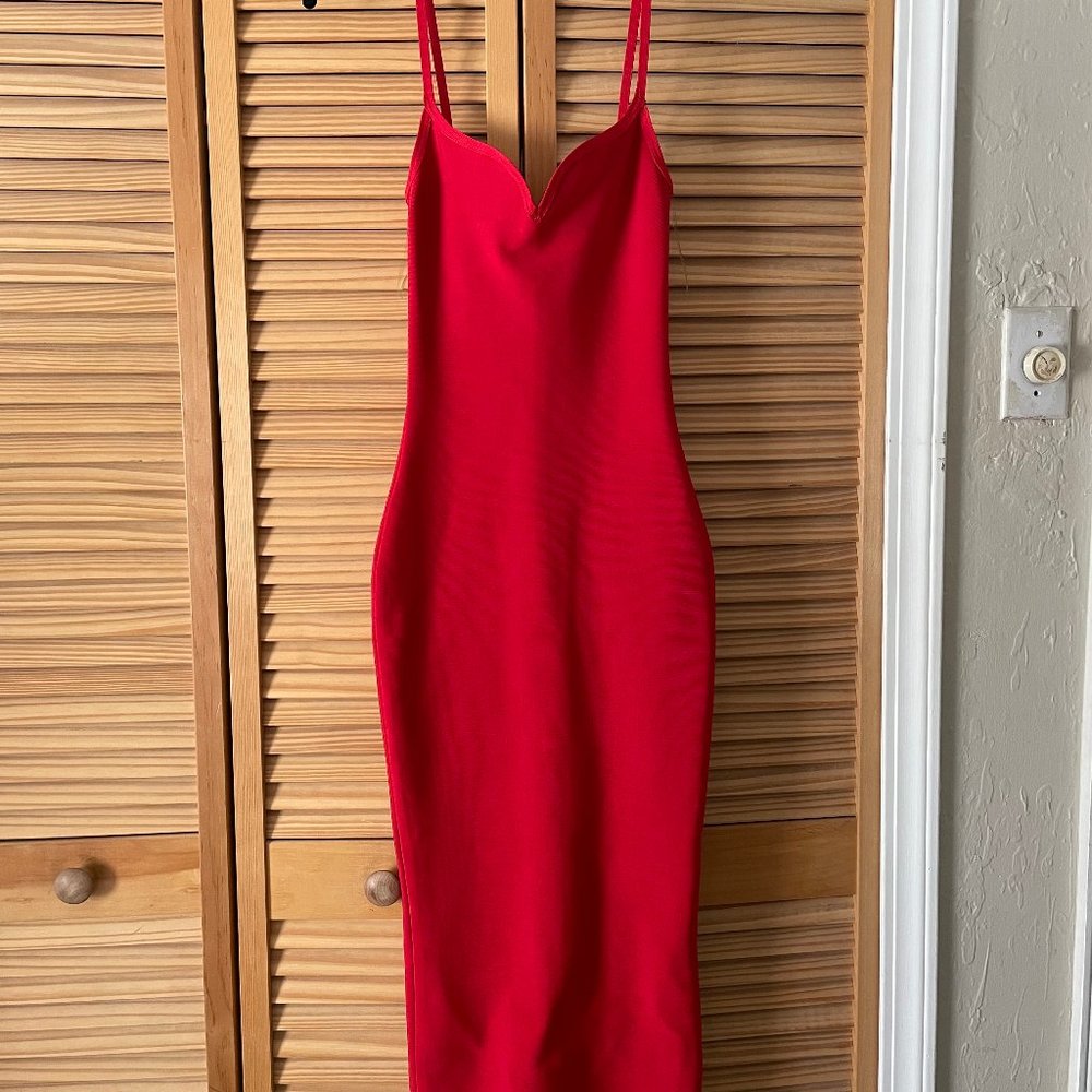 House of CB red bandage spaghetti dress